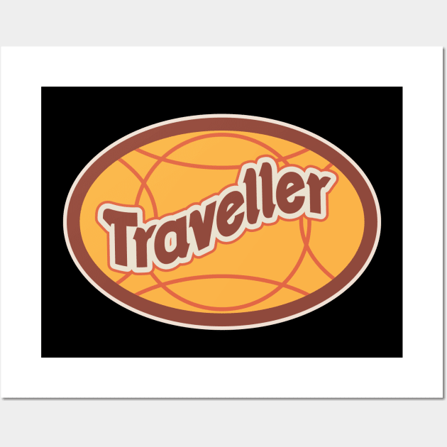 Retro Traveder Badge - Vintage backpacker Sticker - Classic Travel Illustration Wall Art by Boogosh